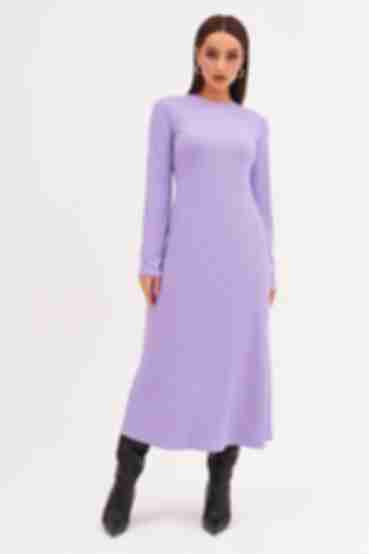 Lavender dress made of ribbed knitted fabric