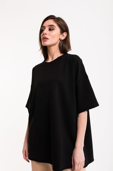 Black oversize T-shirt made of knitted fabric #2