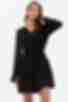 Платье мини с воротником длинный рукав полированный штапель черное