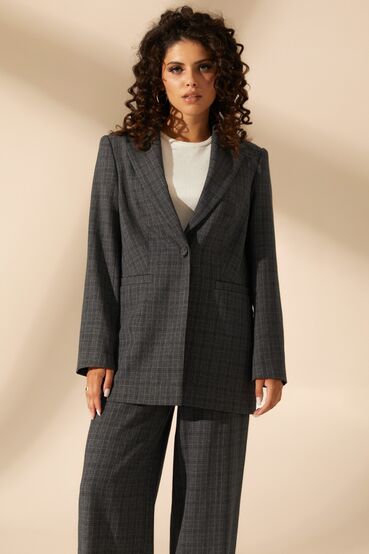 Suiting fabric jacket in graphite checks