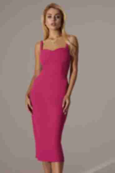 Fuchsia bodycon dress made of suiting fabric