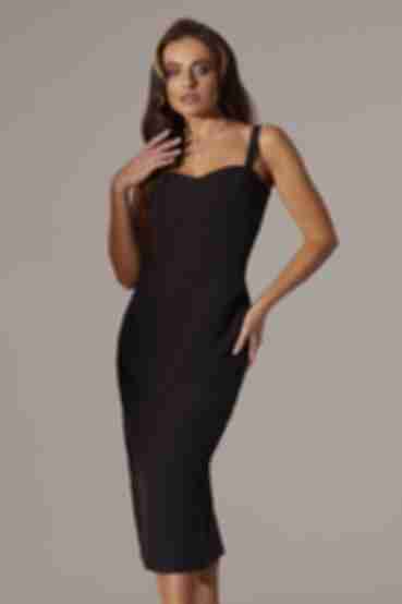 Black bodycon dress made of suiting fabric
