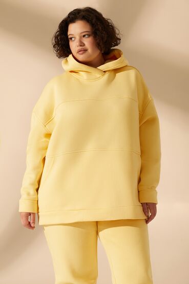  Lemon knitted suit with hoodie with a yoke and trousers plus size #2