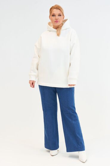 Milky knitted hoodie with fleece plus size #2