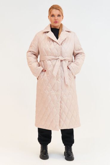 Latte midi quilted coating jacket plus size