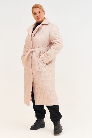 Latte midi quilted coating jacket plus size #2