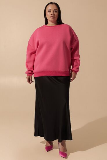 Fuchsia knitted sweatshirt with fleece plus size #2