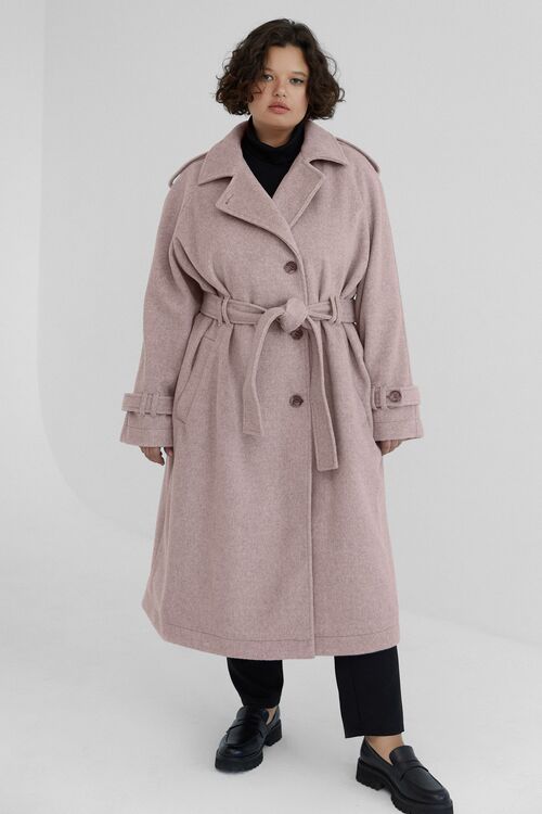 Mocha oversize trench coat made of coating fabric plus size