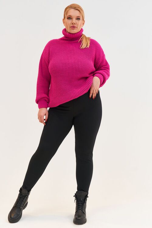 Black knitted leggings with fleece plus size