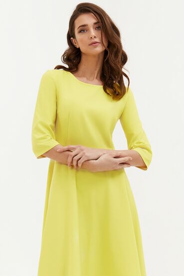 Lemon midi cotton dress with semi-flare skirt #2