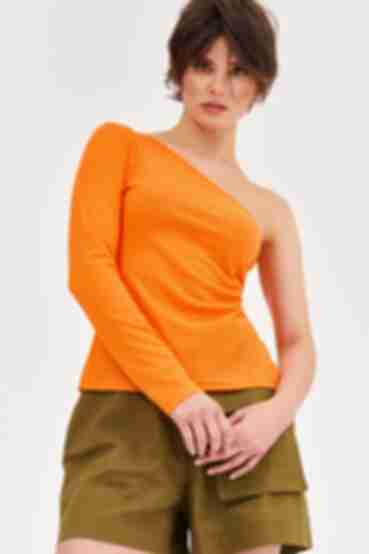 Buy Orange sleeveless top made of ribbed knitted fabric