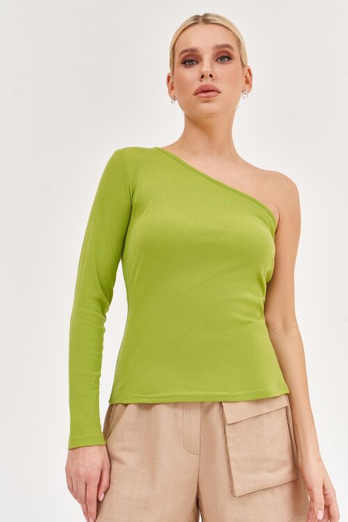 Lime sleeveless top made of ribbed knitted fabric