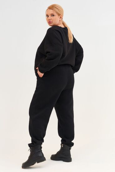 Black knitted trousers with fleece plus size #2