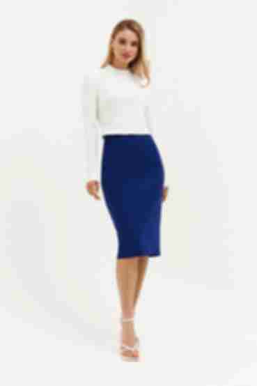 Electric blue women's pencil skirt made of suiting fabric