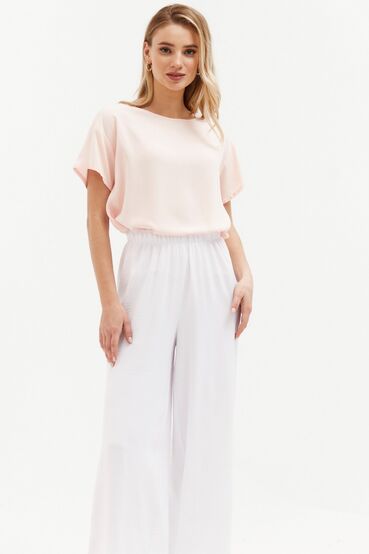 Milky palazzo trousers made of crushed viscose