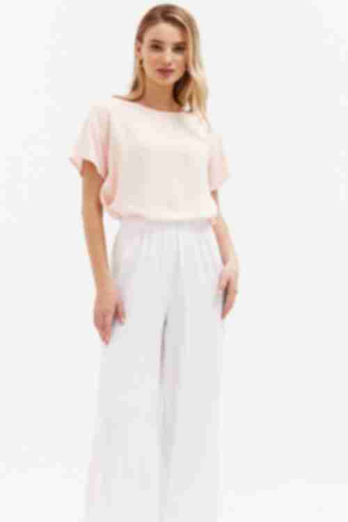 Milky palazzo trousers made of crushed viscose