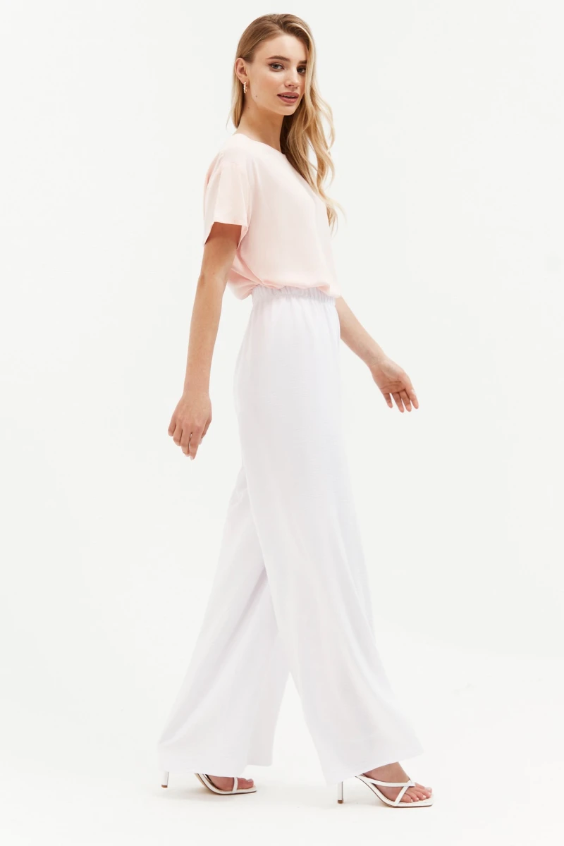Брюки палаццо вискоза-жатка молочные