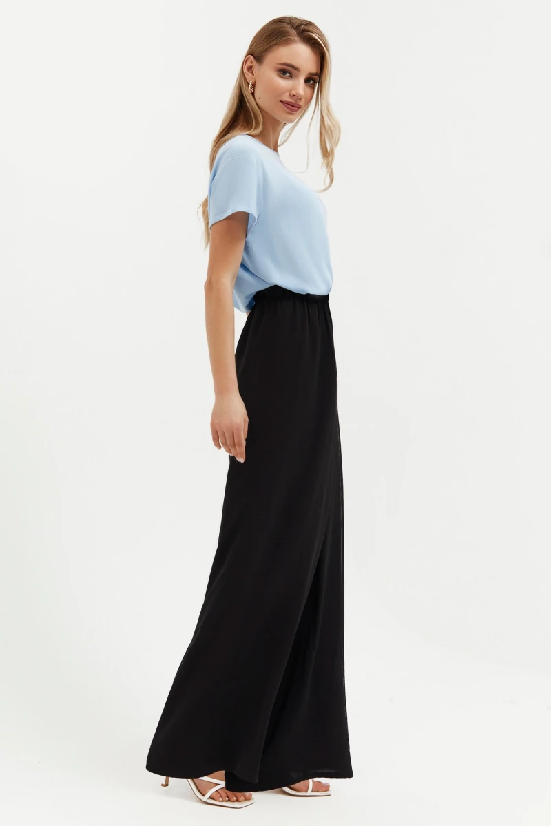 Black viscose palazzo pants