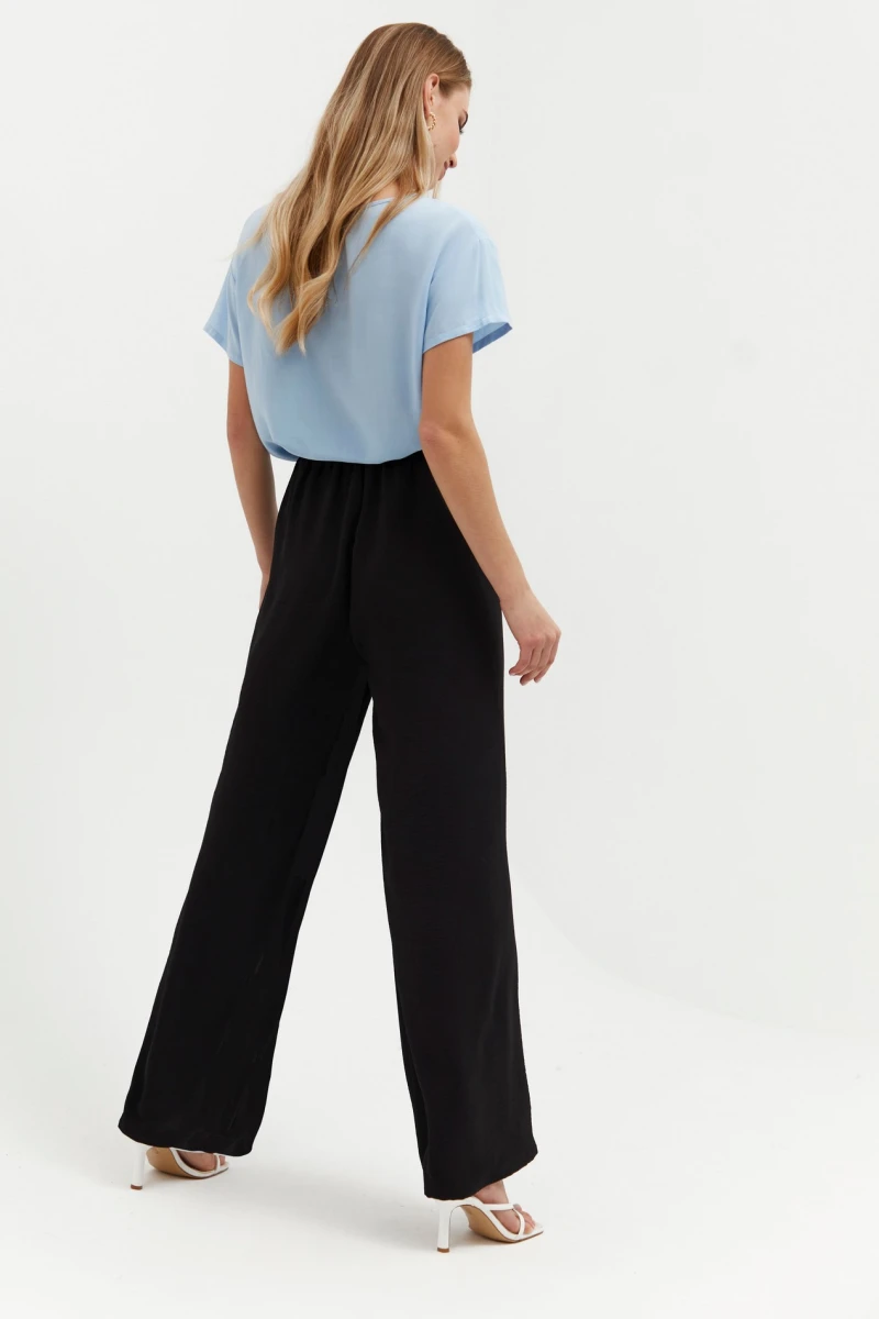 Black viscose palazzo pants