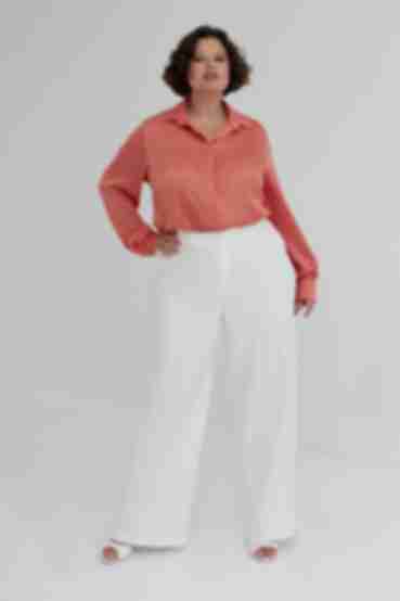 Milky straight trousers made of suiting fabric plus size