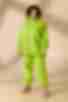 Lime knitted suit with hoodie with a yoke and pants plus size