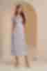 Сукня міді з вирізом штучний шовк принт на світло-графітовому