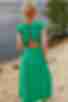 Платье с разрезом и вырезом на спине мидакси плотный штапель зеленое