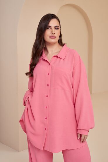 Blush crushed viscose suit with blouse and palazzo trousers plus size #2