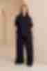 Костюм блуза с коротким рукавом и брюки вискоза жатка черный большой размер