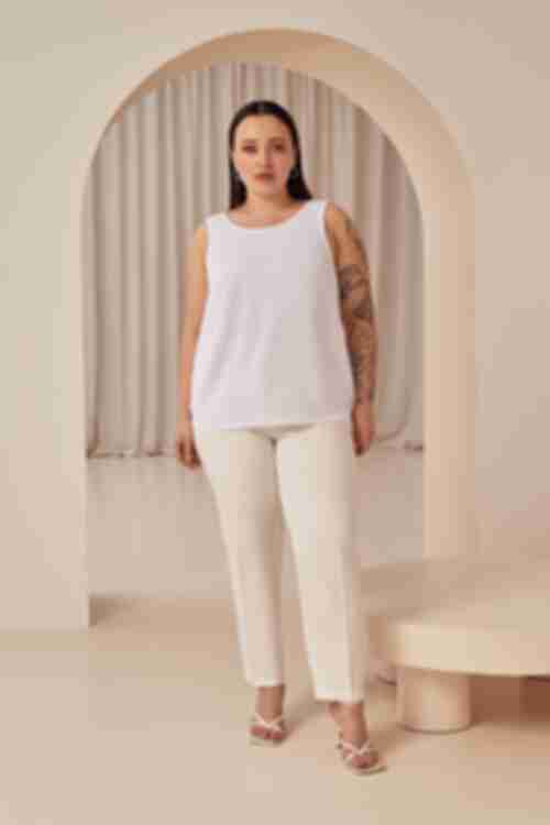 Milky crushed viscose tank top plus size