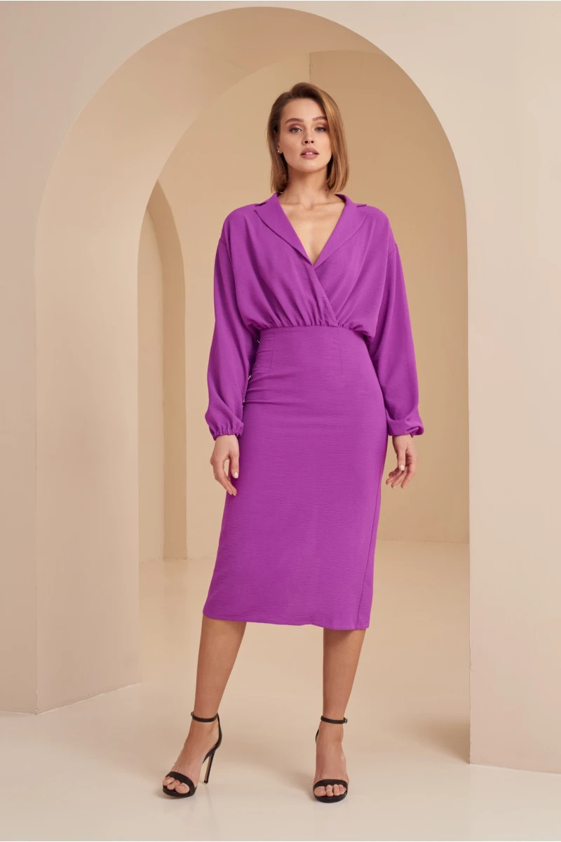 Purple demi wrap dress made of crushed viscose #2