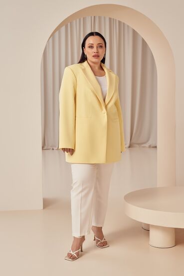 Lemon suiting fabric jacket plus size #2