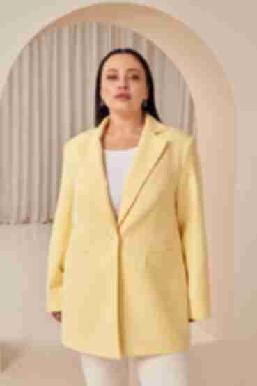 Жакет костюмна тканина лимонний великий розмір