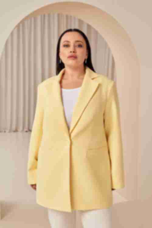 Жакет костюмная ткань лимонный большой размер