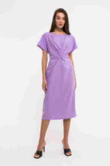 Lilac midi linen dress