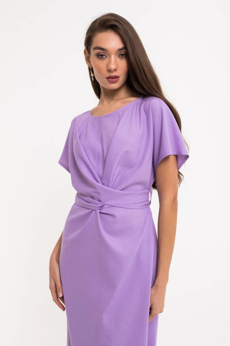 Lilac midi linen dress #2