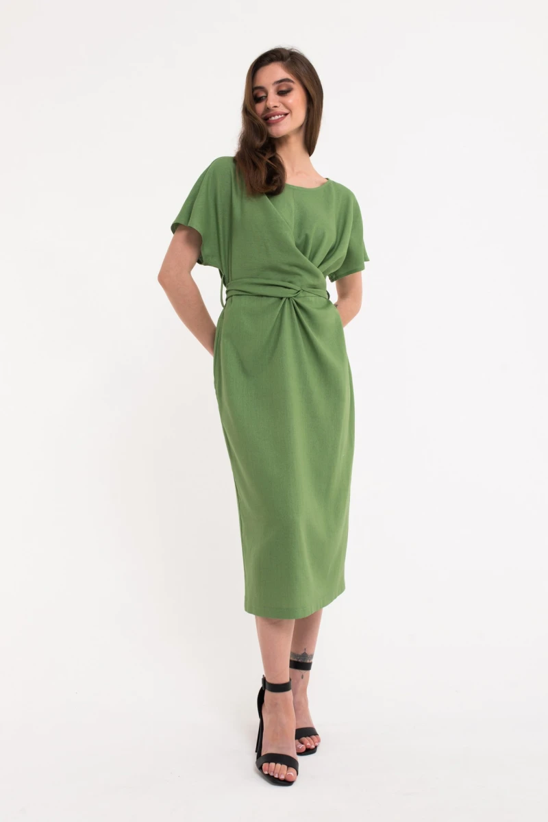 Lime midi linen dress #2
