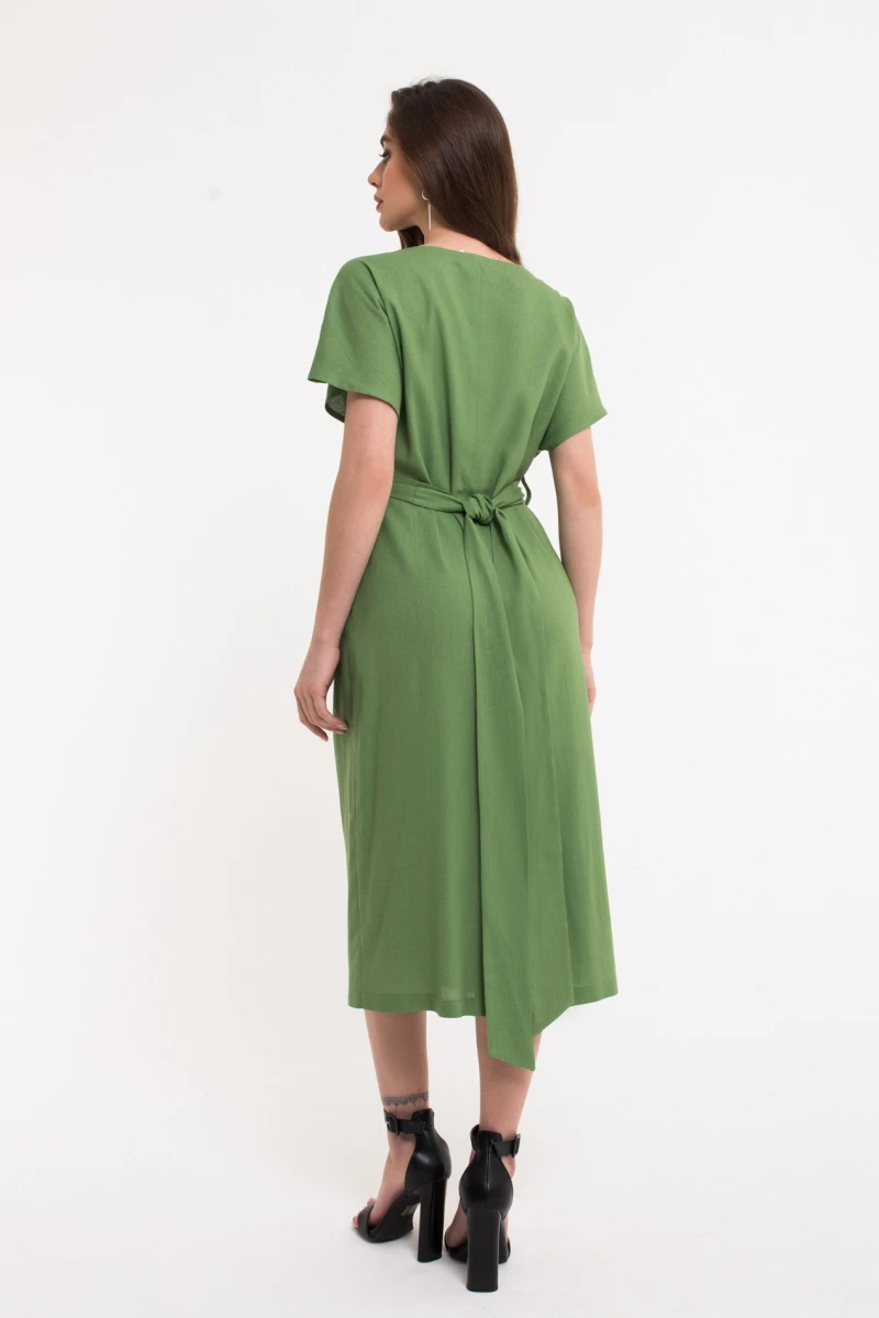 Lime midi linen dress
