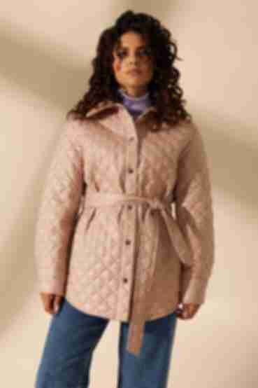 Latte quilted jacket with snap buttons