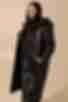 Куртка из плащевой ткани со стойкой и капюшоном черная большой размер