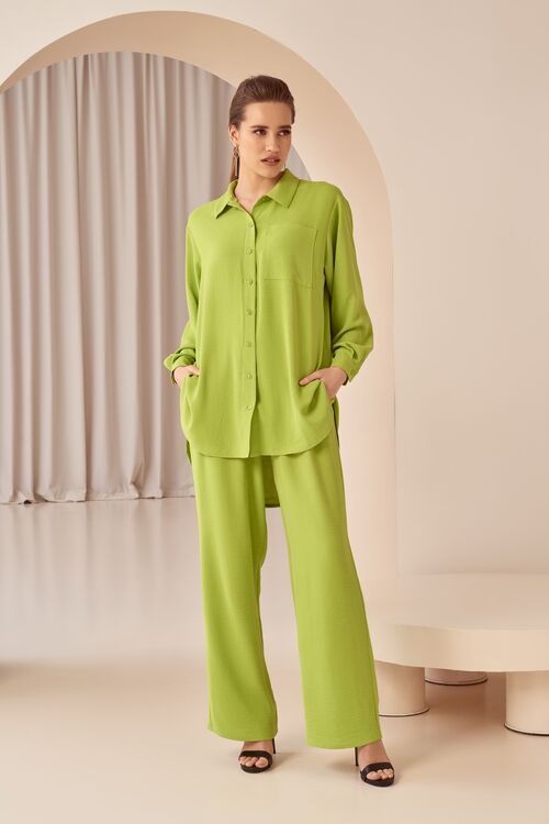 Lime blouse made of crushed viscose