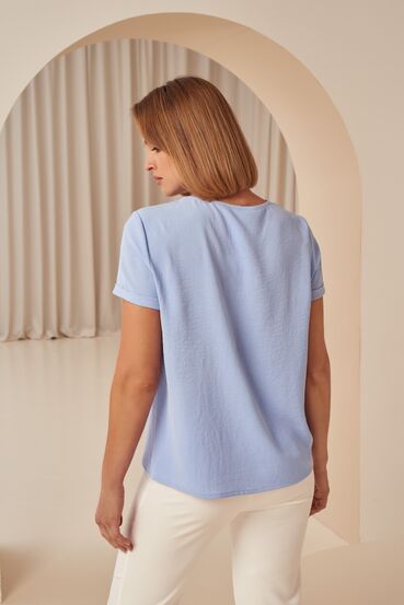 Sky blue T-shirt made of crushed viscose #2