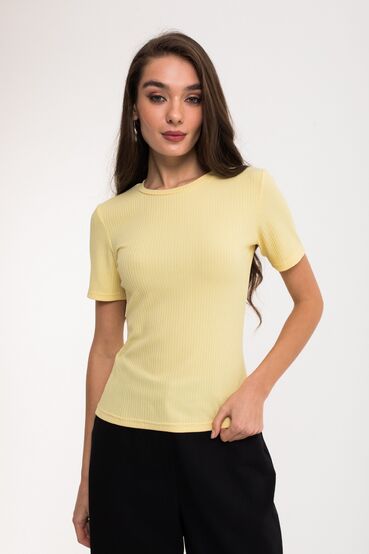 Lemon T-shirt made of ribbed knitted fabric