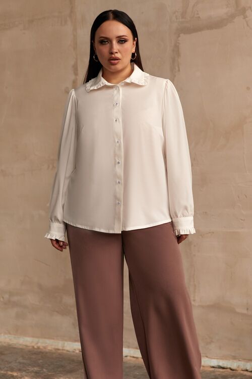 Milky soft rayon blouse with collar plus size