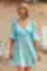Turquoise mini wrap dress made of soft rayon