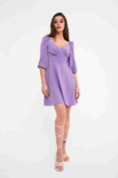 Lilac mini wrap dress made of soft rayon