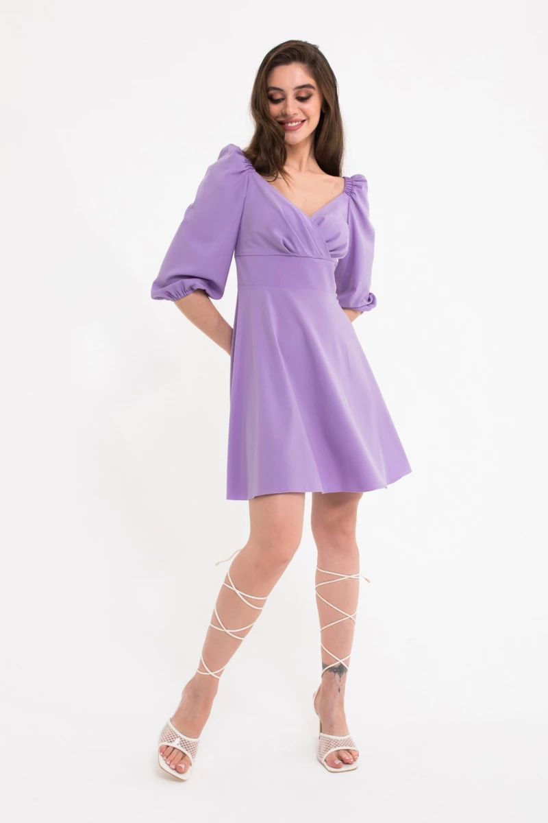 Lilac mini wrap dress made of soft rayon #2