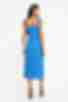 Blue midi sundress with ties in roses made of artificial silk