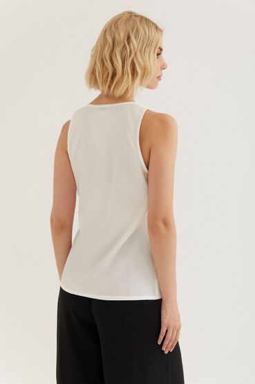 Milky V-neck tank top made of polished staple cotton #2