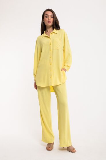 Suit blouse and palazzo trousers viscose yellow